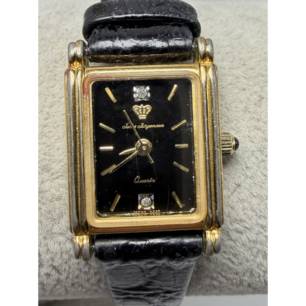 Jules Jurgensen 6744 New Battery Ladies Tank Watch 18MM 6" Leather Band